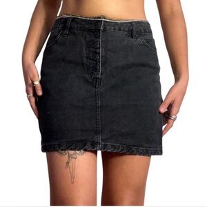 Black Button-Up Jean Skirt